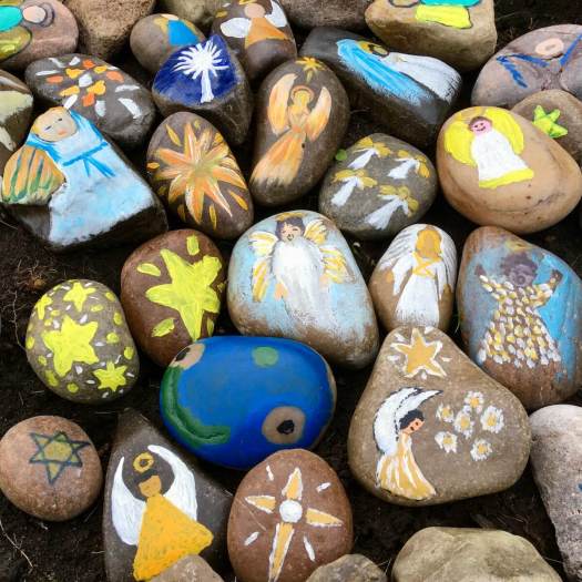 Pebbles painted as angels