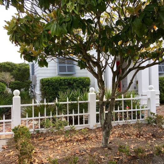 White picket fence design with wide gaps