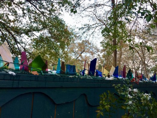 Glass shards on a fence