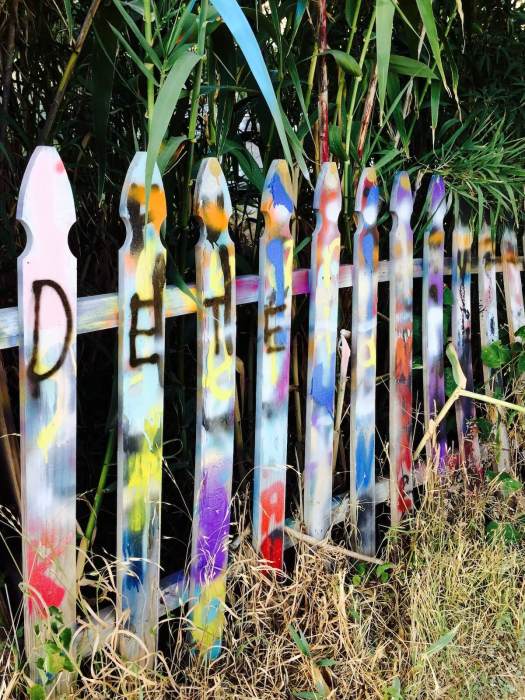 Fence graffiti in Austin TX