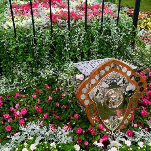 Flower bed with trophy at the Southport Flower Show