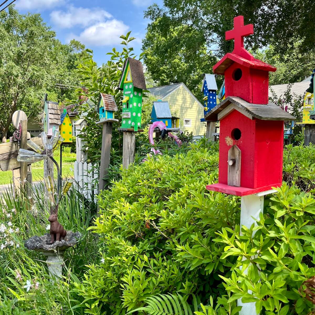 Assortment of hand-painted birdhouses